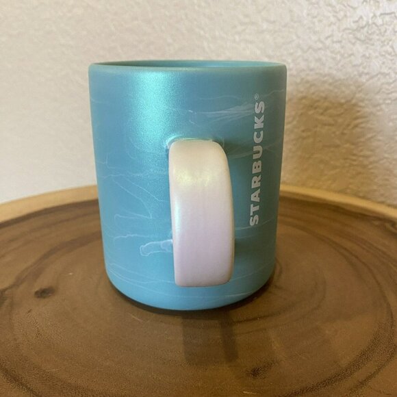 2019/2020 Starbucks mug Teal Marble Mint White Matte 12 Oz - Picture 6 of 6
